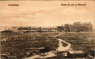 1945 Constanta, Vedere din port cu Silozurile / port, harbor, railway line, warehouses (EK)