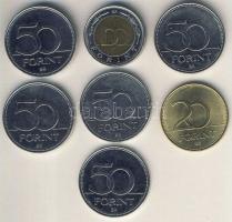2002. 100Ft + 2003. 20Ft "Deák" + 2004-2007. 50Ft (5x) klf motívumokkal T:2