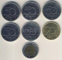 2002. 100Ft + 2003. 20Ft "Deák" + 2004-2007. 50Ft (5x) klf motívumokkal T:2