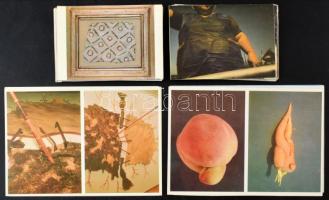 76 db modern művészeti képeslap a Mozgó Világ kiadásában, felvágott és felvágatlan párokban