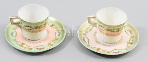 cca 1915 PLS Imperial alma 2 darab csésze alátéttel, jelzett, kis kopással, d: 11 cm