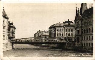 1942 Kolozsvár, Cluj; Szamos híd, S. Finkler, Schieb &amp; Co. üzlete / Somes bridge, shops (EB)