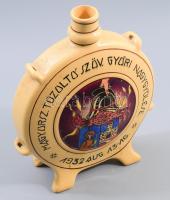 1932 Gránit Győri Tűzoltó Kulacs, Magy. Tűzoltó Szöv. Győri Nagygyűlése 1932 aug. 13-16. felirattal,...