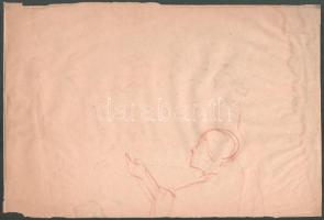 Istókovits Kálmán (1898-1990): Női akt tanulmány. Vöröskréta, papír. Jelzett. Kétoldalas mű, hátolda...