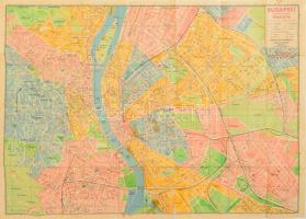 cca 1940 Budapest belterületének térképe, Bp., Aczél Testvérek kiadása, kissé sérült, foltos, 49,5x69,5 cm
