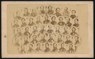 Az 1832-1836-os pozsonyi országgyűlés tagjai (gróf Teleki József, Széchenyi István, báró Wesselényi Miklós, Vásárhelyi Pál, stb.), keményhátú fotó, vizitkártya, jelzés nélkül, 6x10 cm