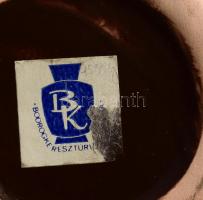 Bodrogkeresztúr iparművészeti mázas kerámia ikebana. Jelzett, hibátlan, d: 16 cm