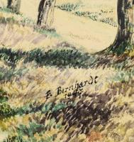 E. Bernhardt jelzéssel: Zöldellő táj. Akvarell, papír. Üvegezett fakeretben. 26x40 cm