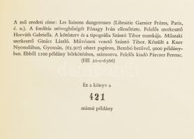 Choderlos de Laclos, [Pierre Ambroise François (1741-1803)]: Veszedelmes viszonyok. Ford. és az utós...