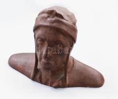 Schvarcsuk Lajos (1884-1953): Dante. Mázas terrakotta szobor. Jelzett,, 21x15 cm