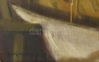 Horváth G. Andor (1876-1966): Borozgatók. Olaj, vászon. Jelzett. Dekoratív, áttört, sérült fakeretbe...