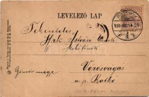 1900 Pozsony, Pressburg, Bratislava; Frigyes főherceg palotája, hirdetőoszlop reklámokkal / Palais E...