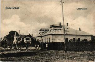 1949 Stubnyafürdő, Túróchévíz, Stubnianske Teplice, Turcianske Teplice; utca részlet, nyaralók. Kiadja Fénynyomda és Grafikai Műintézet / street view, villas (lyuk / pinhole)