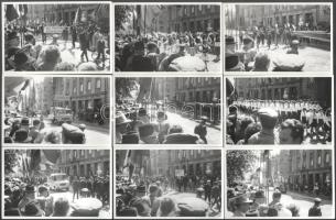 1970 Szentes, május elsejei felvonulás, 30 db fotó, 9×14 cm