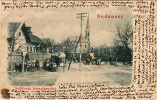 1899 (Vorläufer!) Budapest XII. Svábhegy, Templom tér, piac (EB)