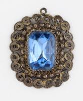 Ezüst (Ag) filigrán medál kék kővel 9,1 g 4 cm