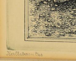 Balla Margit (1947-): Kertlabirintus. Rézkarc, papír, jelzett. Apró gyűrődéssel. Üvegezett fakeretbe...