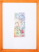 Kondor Lajos (1926-2006): Tél. Színes rézkarc, papír, jelzett, üvegezett fakeretben, 21×9 cm