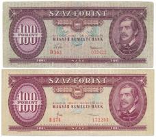 1957. 100Ft + 1984. 100Ft T:F, az egyik szép papír, pici szakadás Adamo F29, F35
