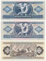 1969. 20Ft + 1975. 20Ft + 1989. 50Ft T:F, szép papír