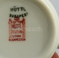 1917 Hüttl Tivadar 4 darab háromrészes reggeliző szett, jelzett, egyiken 1917 évszámmal, d: 13 cm, e...