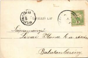 Jászkarajenő, római katolikus templom, Fő utca részlet a Gróf féle üzlettel. Gróf Jakab kiadása (vág...