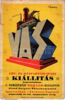 1927 Vas-, gép- és háztartási ipari kiállítás, olcsó polgári bútorbemutató. Iparcsarnok / Hungarian household industry exhibition advertisement card s: Repcze (EB)
