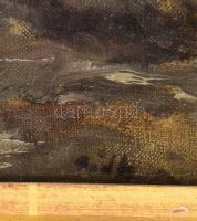 Pádly Aladár (1881-1949): Faluvége. Olaj, vászon, jelezve jobbra lent. Dekoratív, üvegezett, sérült ...