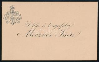 cca 1880 Deteki és tengerfalvi Meczner Imre aradi textilkereskedő saját kézzel írt névjegykártyája