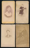 cca 1865 4 db keményhátú fotó budai műtermekből, 10,5×6,5 cm