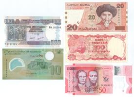 10db-os vegyes külföldi bankjegy tétel, benne Burundi, Indonézia, Jamaika, Nigéria, stb., közte Nica...