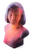 Jeney Zoltán: Zsuzsi. 1952. Festett gipsz büszt, jelzett, kopással, m: 49 cm /// KIZÁRÓLAG SZEMÉLYES ÁTVÉTEL, NEM POSTÁZZUK! / ONLY PERSONAL COLLECTION AT OUR OFFICE.