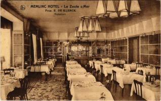 Knokke-Heist, Le Zoute, Memlinc Hotel. Prop. E. de Klerck / hotel, restaurant interior (fl)