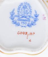 Herendi Apponyi mintás szív alakú, bonbonier, kézzel festett, jelzett, hibátlan 8x7 cm