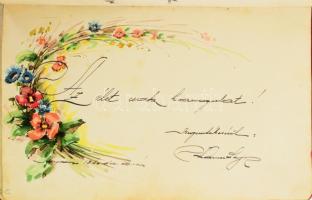 1940-1946 Sopron, emlékkönyv számos bejegyzéssel, kézzel rajzolt és festett illusztrációkkal, díszes...