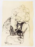 HA vagy AH jelzéssel: Király, 1967. Ceruza, tus, papír. Üvegezett fakeretben. 10,5x7,5 cm