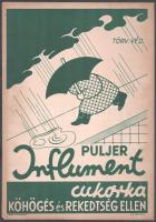 cca 1930 Puljer Influment cukorka köhögés és rekedtség ellen, art deco plakát, karton szerepelt egy példány az art deco kiállításon,18x25 cm