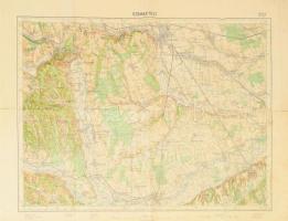 cca 1910 Szombathely és környéke, katonai térkép M: 1:75 000 használt állapotban 64x48 cm
