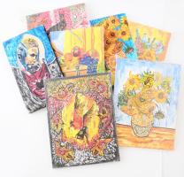 Fazekas János jelzéssel, XXI. sz. eleje, össz. 6 db festmény: Dobermann portré, Maszk, 4 db csendélet. Olaj, vászon. Mindegyik jelzett. 19x27,5 és 32,5x19 cm közötti méretekben.