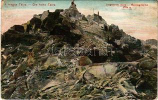 Tátra, Magas-Tátra, Vysoké Tatry; Tengerszem csúcs / Rysy / Meeraugspitze / mountain peak (ragasztónyomok / glue marks)