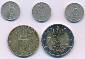 Svédország 1942-1957. 10ö Ag (3xklf) + 1967. 1K Ag "VI. Gusztáv Adolf" + Portugália 2012. 2E bimetál "Európa Kulturális Fővárosa 2012" T:XF-VF, patina Sweden 1942-1957. 10 Öre Ag (3xdiff) + 1967. 1 Krona Ag "Gustav Adolf VI" + Portugal 2012. 2 Euro bimetallic "European Capital of Culture 2012" C:XF-VF, patina