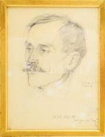 Varga Nándor Lajos (1895-1978): Ádám Lajos portréja. Ceruza, papír, jelzett. Üvegezett fakeretben.