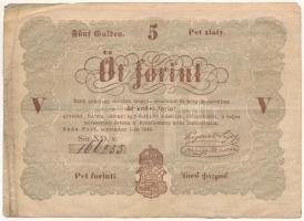 1848. 5Ft barna nyomat "XD. v. 166523" "Kossuth bankó" T:F Adamo G109A