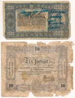 1848. 10Ft + 1923. 1000K rajta tintával írt szöveg T:G