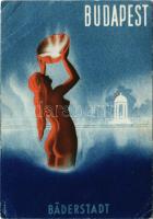 1977 Budapest - Bäderstadt / Budapest fürdőváros, magyar turisztikai reklám. Dr. Polinszky Gyula kiadása / Hungarian tourism campaign for baths and spas, advertisement s: Szilas Horváth (EB)