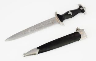 Harmadik Birodalom, SS dísztőr (SS-Ehrendolch) replika, a pengén "Meine Ehre heißt Treue" felirattal, hüvellyel, h: 34 cm / Third Reich SS dagger replica with scabbard