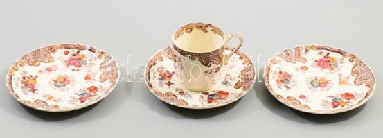 cca 1880 Copeland 3 darab csészealj és egy csésze, jelzett, kopással, d: 11 cm