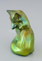 Zsolnay eozin mázas róka, jelzett, kis kopásnyomokkal, terv Sinkó A. m: 10 cm