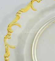 Üveg tálaló tál. Formába öntött, anyagában színezett, plasztikus mintákkal, hibátlan d: 31 cm