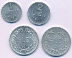 Románia 1949. 5L Al + 1950. 5L Al + 1951. 1L Al + 1951. 2L Al T:AU-VF Romania 1949. 5 Lei Al + 1950. 5 Lei Al + 1951. 1 Leu Al + 1951. 2 Lei Al C:AU-VF